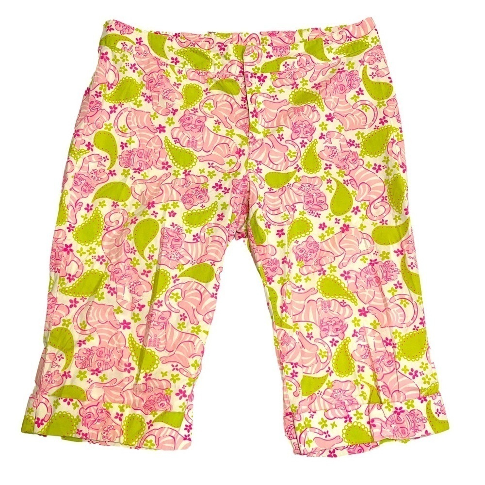 Lilly Pulitzer Vintage White Tag Capris Blackjack Cat 10